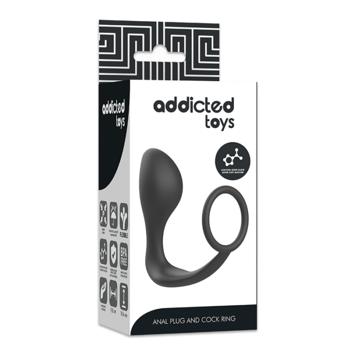 ADDICTED TOYS - PLUG ANAL CON ANILLO SILICONA NEGRO - CandyHot - Foto 6