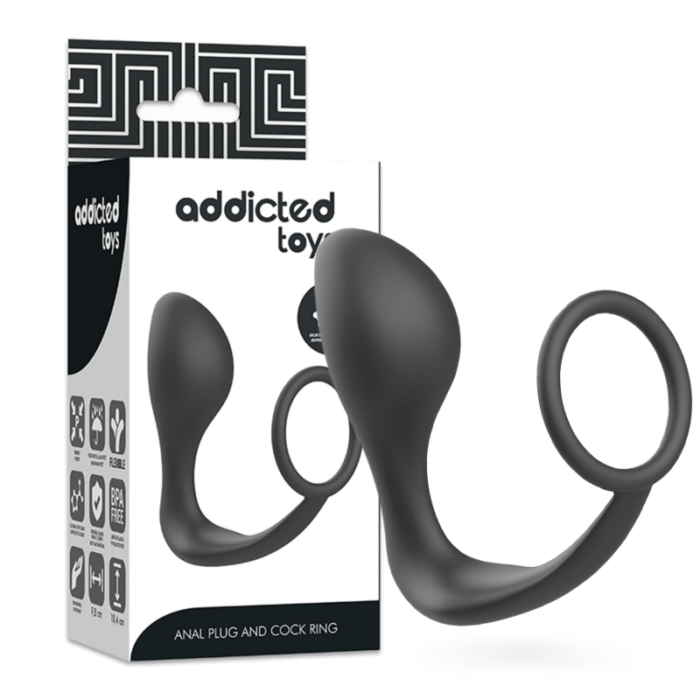 ADDICTED TOYS - PLUG ANAL CON ANILLO SILICONA NEGRO - CandyHot - Foto 1