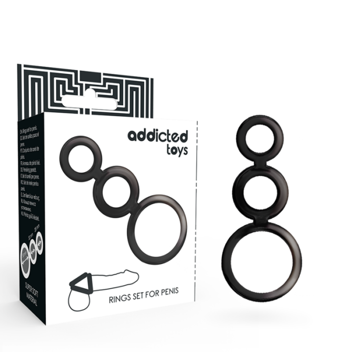 ADDICTED TOYS - SET ANILLOS PENE Y TESTÍCULOS - AHUMADO - CandyHot - Foto 1