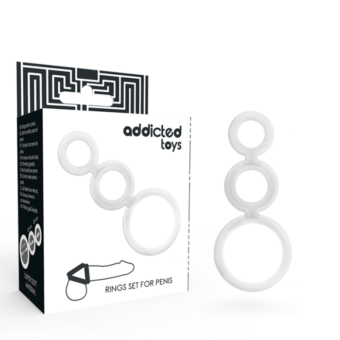 ADDICTED TOYS - SET ANILLOS PENE Y TESTÍCULOS CLEAR - CandyHot - Foto 1