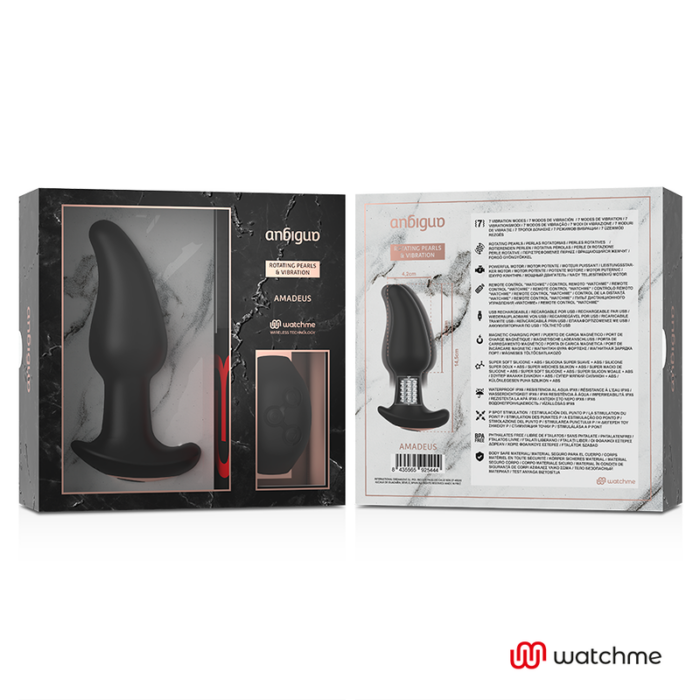ANBIGUO - WATCHME CONTROL REMOTO PLUG ANAL VIBRADOR CON ROTACIÓN DE PERLAS AMADEUS - CandyHot - Foto 6