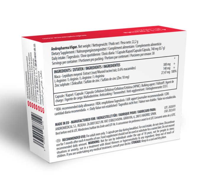 ANDROPHARMA VIGOR - SUPLEMENTO POTENCIADOR LÍBIDO - CandyHot - Foto 2