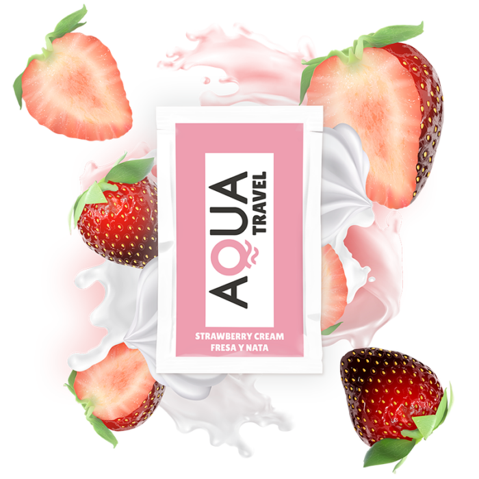 AQUA TRAVEL - LUBRICANTE BASE AGUA SABOR FRESA Y NATA 6 ML - CandyHot - Foto 1