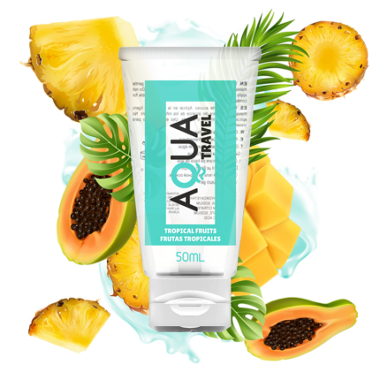 AQUA TRAVEL - LUBRICANTE BASE AGUA SABOR FRUTAS TROPICALES - 50 ML - CandyHot - Foto 1