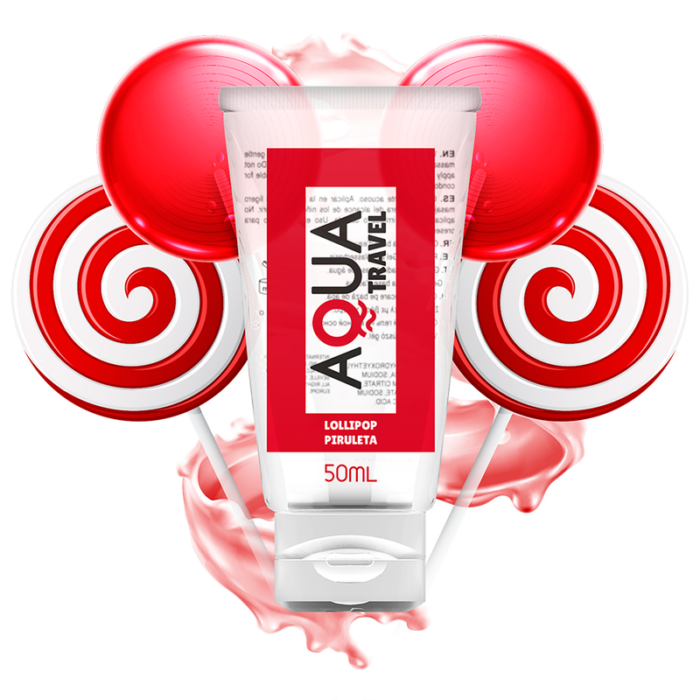 AQUA TRAVEL - LUBRICANTE BASE AGUA SABOR PIRULETA - 50 ML - CandyHot - Foto 1