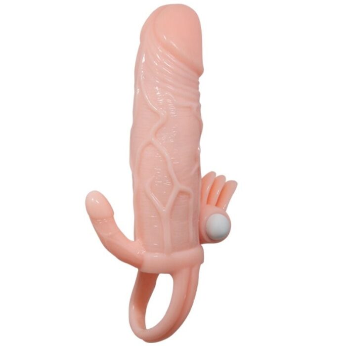 BAILE - BRAVE MAN FUNDA PENE ANAL Y CLITORIS VIBRADOR 16.5 CM NATURAL - CandyHot - Foto 4