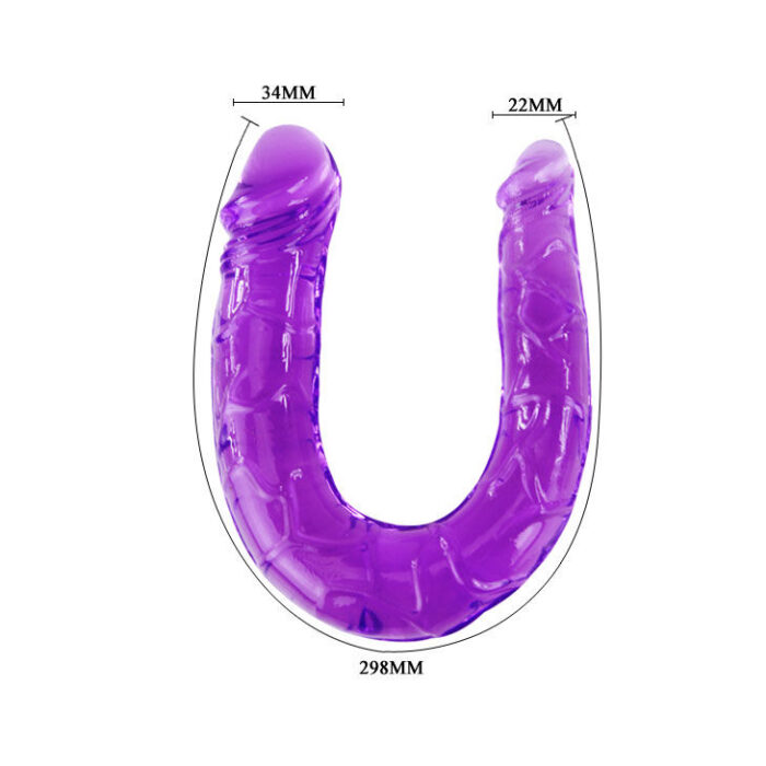 BAILE - DILDO DOBLE EN GELATINA FLEXIBLE LILA - CandyHot - Foto 4