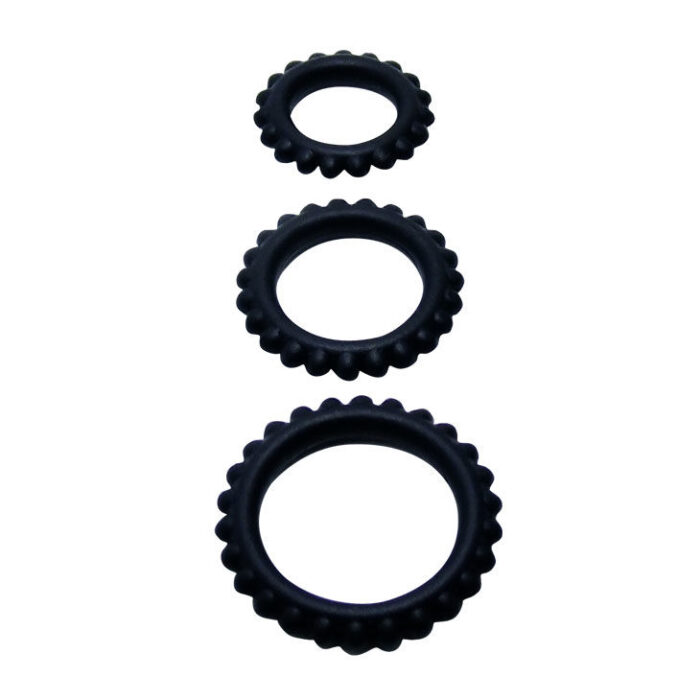 BAILE - TITAN SET 3 PCS COCK RING BLACK 2.8 + 2.4 + 1.9 CM - CandyHot - Foto 2
