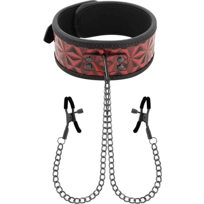BEGME - RED EDITION COLLAR CON CADENAS Y PINZAS PEZONES CON FORRO DE NEOPRENO - CandyHot - Foto 1