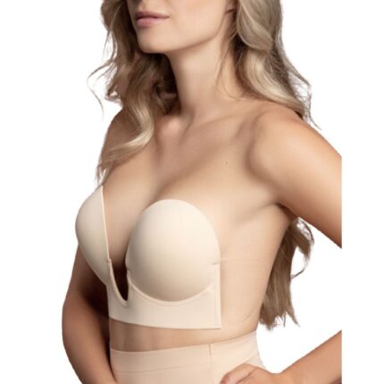BYE-BRA - SUJETADOR SIN ASAS EN U BEIGE COPA C - CandyHot - Foto 2