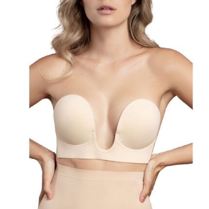BYE-BRA - SUJETADOR SIN ASAS EN U BEIGE COPA C - CandyHot - Foto 1