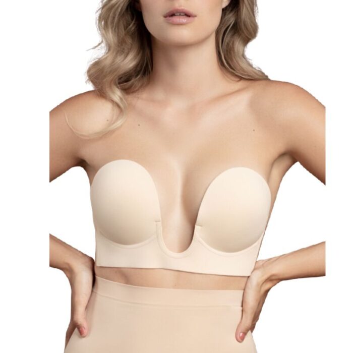 BYE-BRA - SUJETADOR SIN ASAS EN U BEIGE COPA D - CandyHot - Foto 1