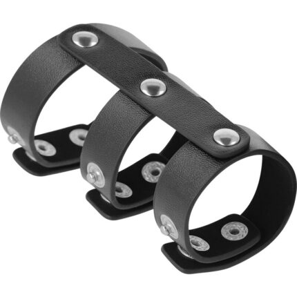 DARKNESS - ANILLO DOBLE PENE Y TESTÍCULOS AJUSTABLE LEATHER - CandyHot - Foto 3
