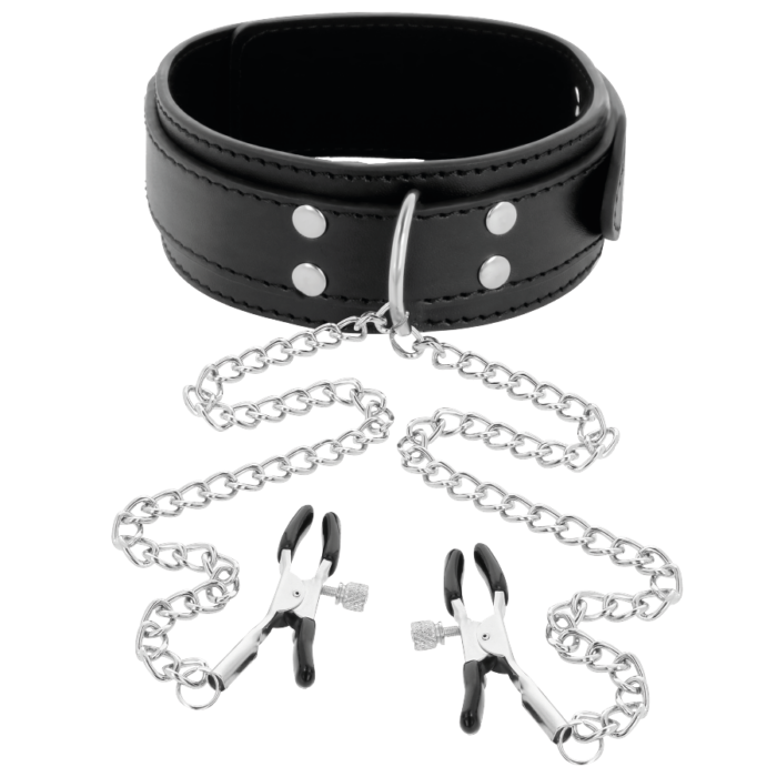 DARKNESS - COLLAR CON PINZAS PARA PEZONES NEGRO - CandyHot - Foto 2
