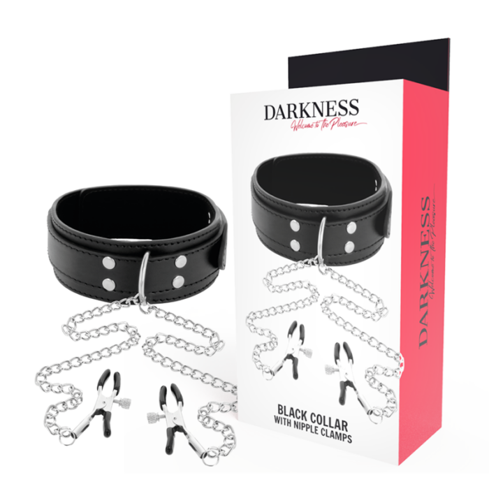 DARKNESS - COLLAR CON PINZAS PARA PEZONES NEGRO - CandyHot - Foto 1