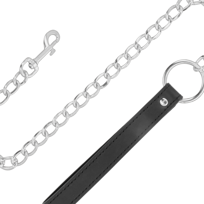 DARKNESS - COLLAR CONFORTABLE DE POSTURA CON CADENA LEATHER - CandyHot - Foto 3