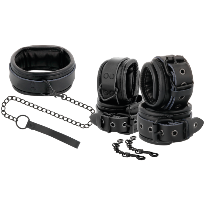 DARKNESS - ESPOSAS Y COLLAR DE CUERO NEGRO - CandyHot - Foto 2