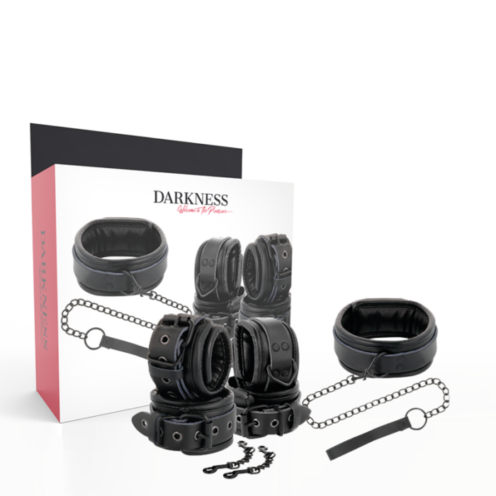 DARKNESS - ESPOSAS Y COLLAR DE CUERO NEGRO - CandyHot - Foto 1