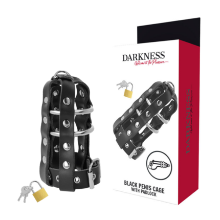DARKNESS - JAULA CASTIDAD CUERO CON CANDADO - CandyHot - Foto 1