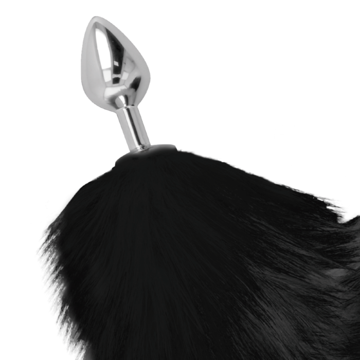 DARKNESS - PLUG ANAL SILVER 8 CM CON COLA NEGRO - CandyHot - Foto 3