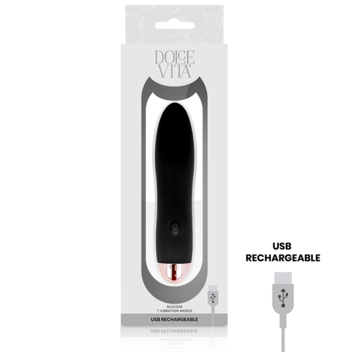 DOLCE VITA - VIBRADOR RECARGABLE FOUR NEGRO 7 VELOCIDADES - CandyHot - Foto 3