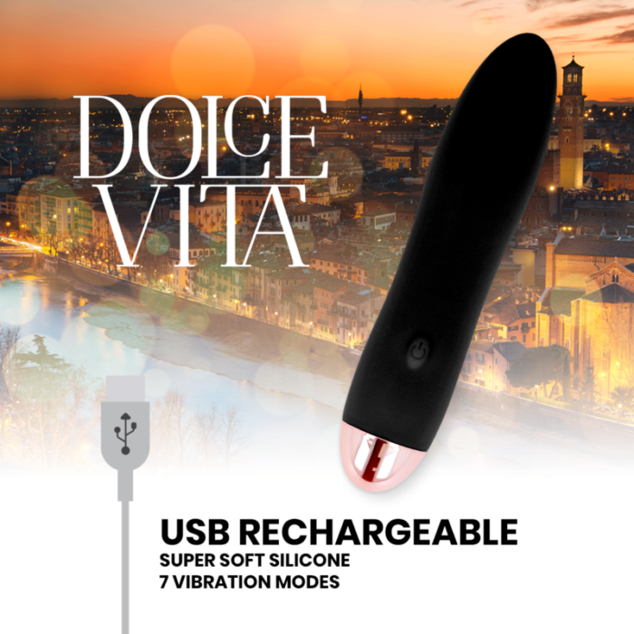 DOLCE VITA - VIBRADOR RECARGABLE FOUR NEGRO 7 VELOCIDADES - CandyHot - Foto 4