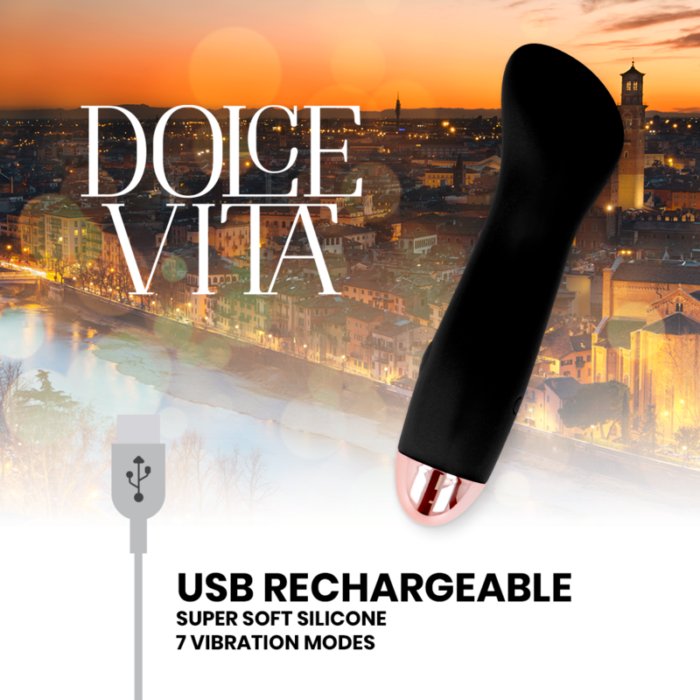 DOLCE VITA - VIBRADOR RECARGABLE ONE NEGRO 7 VELOCIDADES - CandyHot - Foto 5