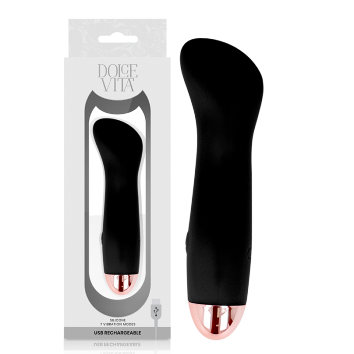 DOLCE VITA - VIBRADOR RECARGABLE ONE NEGRO 7 VELOCIDADES - CandyHot - Foto 1