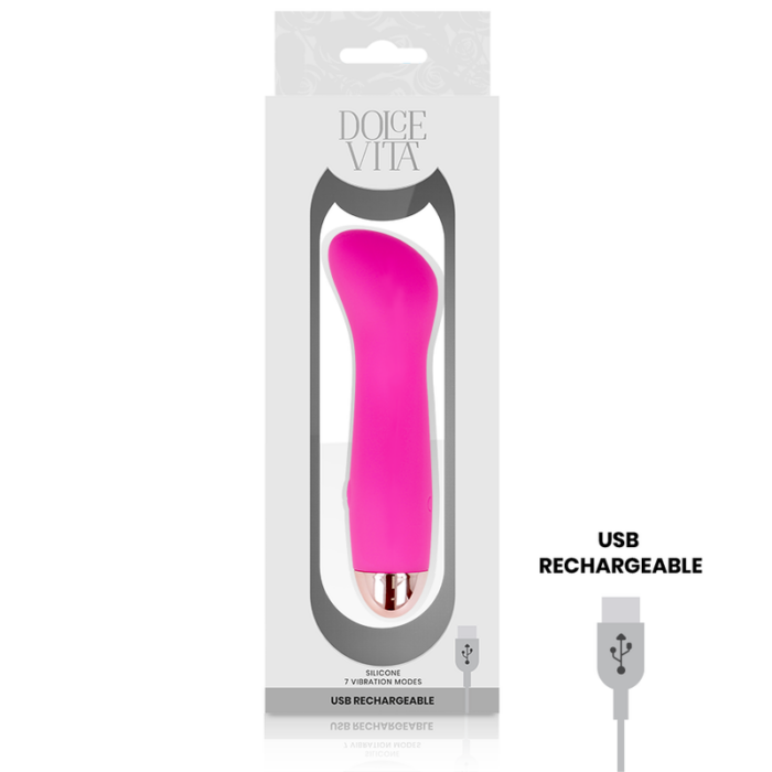 DOLCE VITA - VIBRADOR RECARGABLE ONE ROSA 7 VELOCIDADES - CandyHot - Foto 4