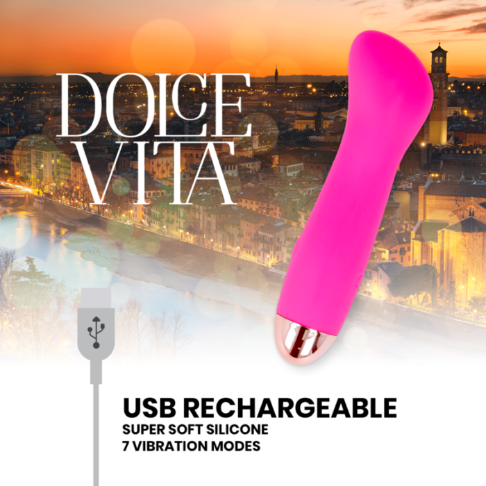 DOLCE VITA - VIBRADOR RECARGABLE ONE ROSA 7 VELOCIDADES - CandyHot - Foto 5