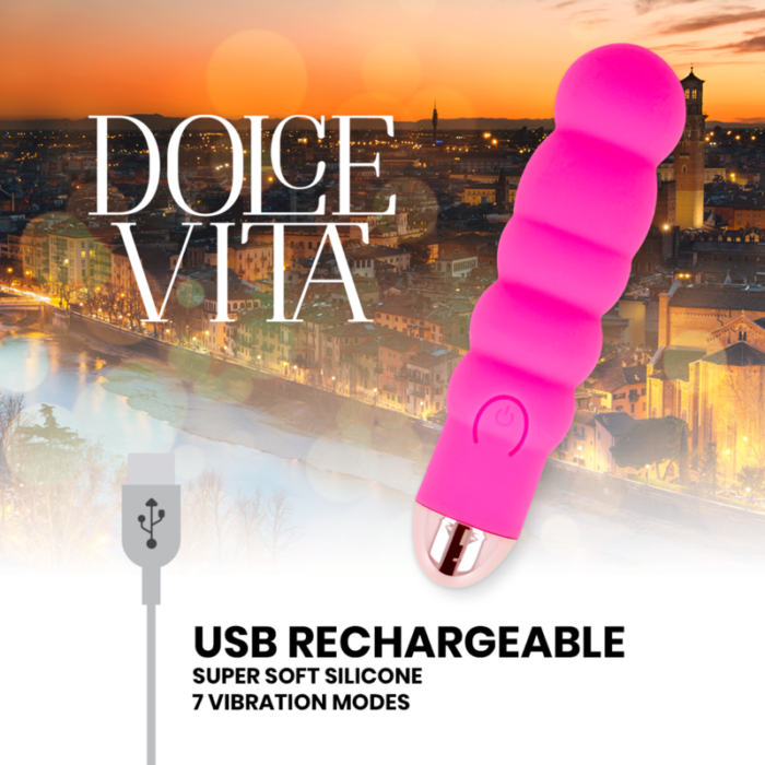 DOLCE VITA - VIBRADOR RECARGABLE SIX ROSA 7 VELOCIDADES - CandyHot - Foto 4