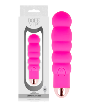 DOLCE VITA - VIBRADOR RECARGABLE SIX ROSA 7 VELOCIDADES - CandyHot - Foto 1