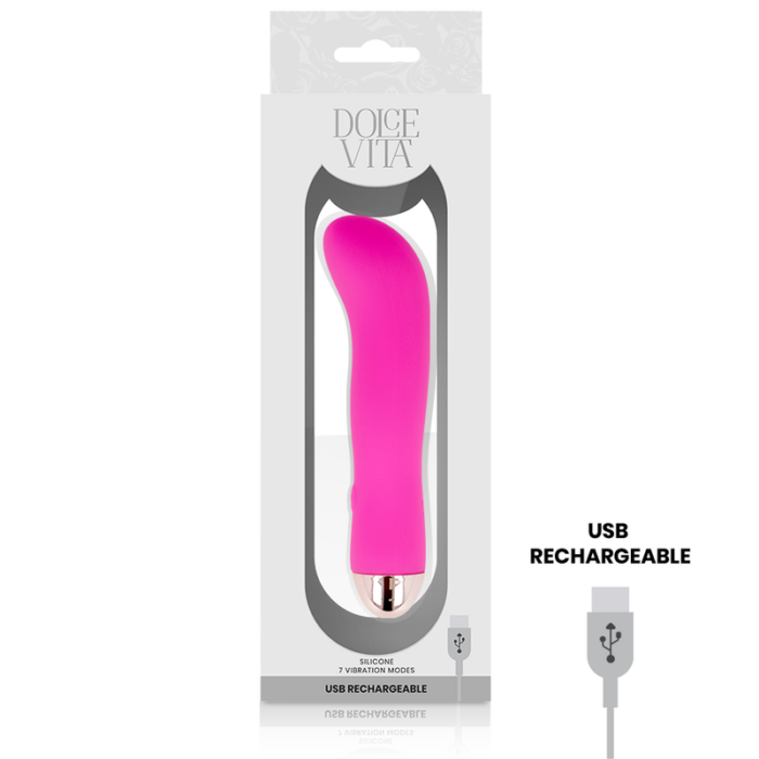 DOLCE VITA - VIBRADOR RECARGABLE TWO ROSA 7 VELOCIDADES - CandyHot - Foto 4