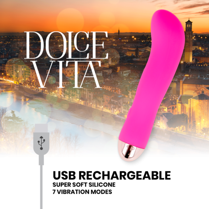 DOLCE VITA - VIBRADOR RECARGABLE TWO ROSA 7 VELOCIDADES - CandyHot - Foto 5