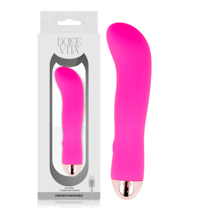 DOLCE VITA - VIBRADOR RECARGABLE TWO ROSA 7 VELOCIDADES - CandyHot - Foto 1