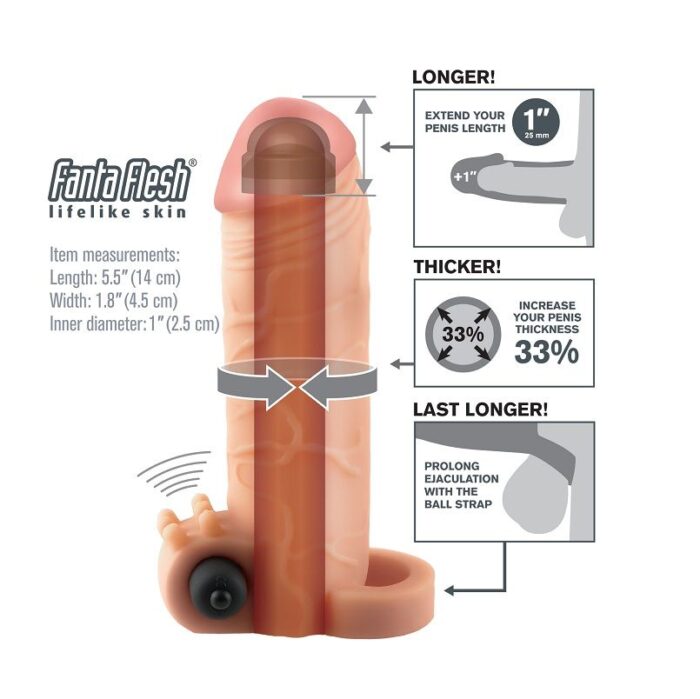 FANTASY X- TENSIONS - EXTENSION PARA EL PENE CON VIBRADOR REAL FEEL 1 - CandyHot - Foto 2