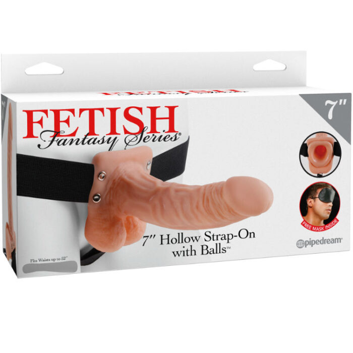FETISH FANTASY SERIES - 7 HOLLOW STRAP-ON WITH BALLS 17.8CM NATURAL - CandyHot - Foto 2