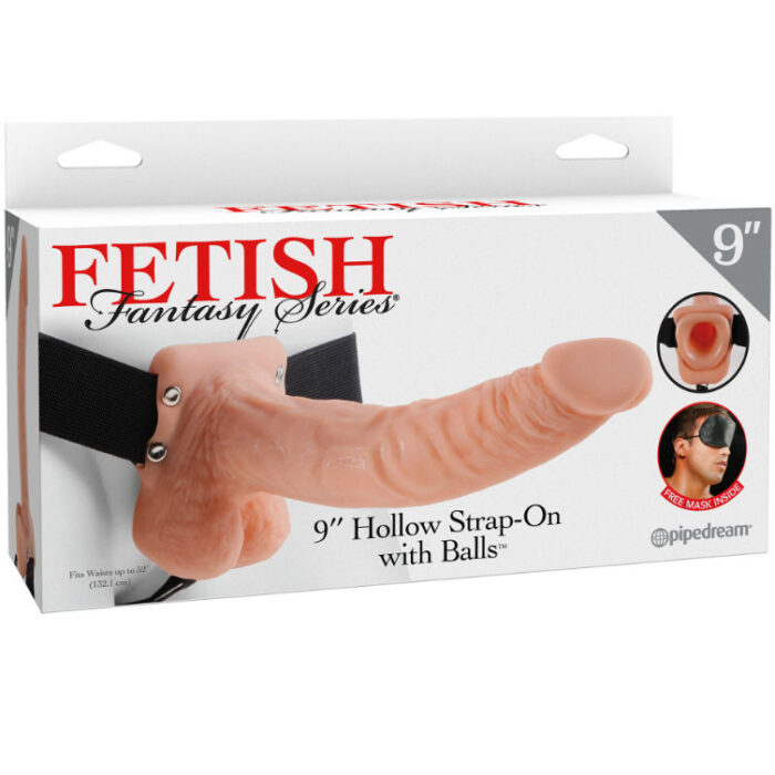 FETISH FANTASY SERIES - 9 HOLLOW STRAP-ON WITH BALLS 22.9CM NATURAL - CandyHot - Foto 3