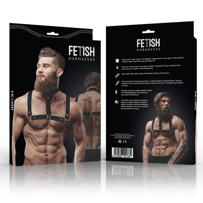 FETISH SUBMISSIVE ATTITUDE - ARNÉS AJUSTABLE ECOPIEL PECHO CON COLLAR HOMBRE - CandyHot - Foto 2