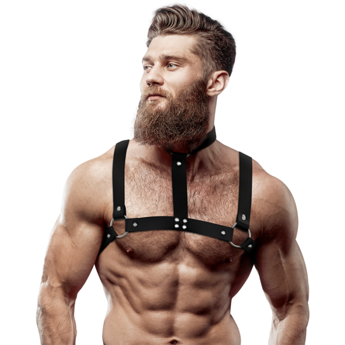 FETISH SUBMISSIVE ATTITUDE - ARNÉS AJUSTABLE ECOPIEL PECHO CON COLLAR HOMBRE - CandyHot - Foto 1