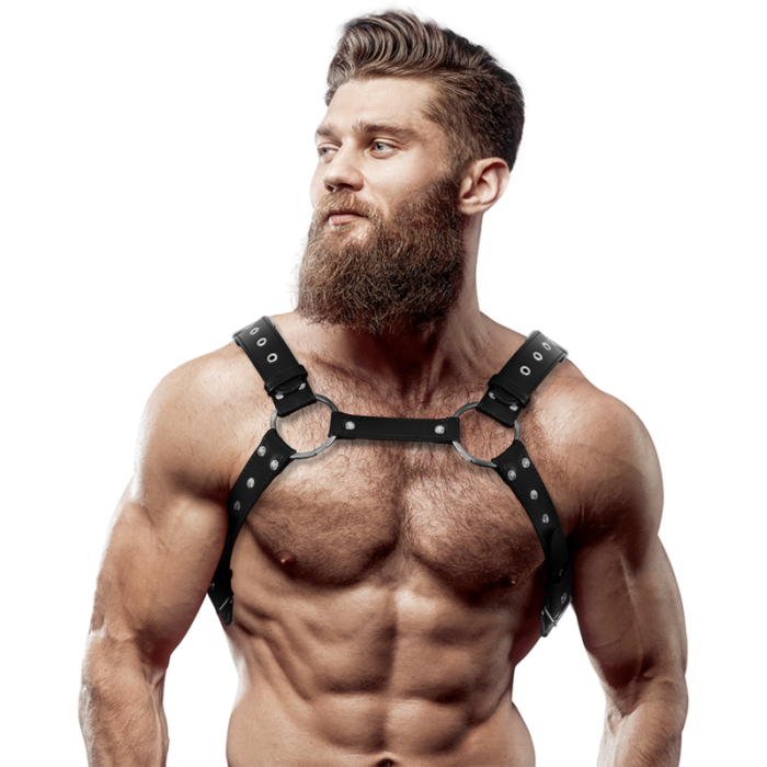 FETISH SUBMISSIVE ATTITUDE - ARNÉS ECOPIEL PECHO CON TACHUELAS HOMBRE - CandyHot - Foto 1