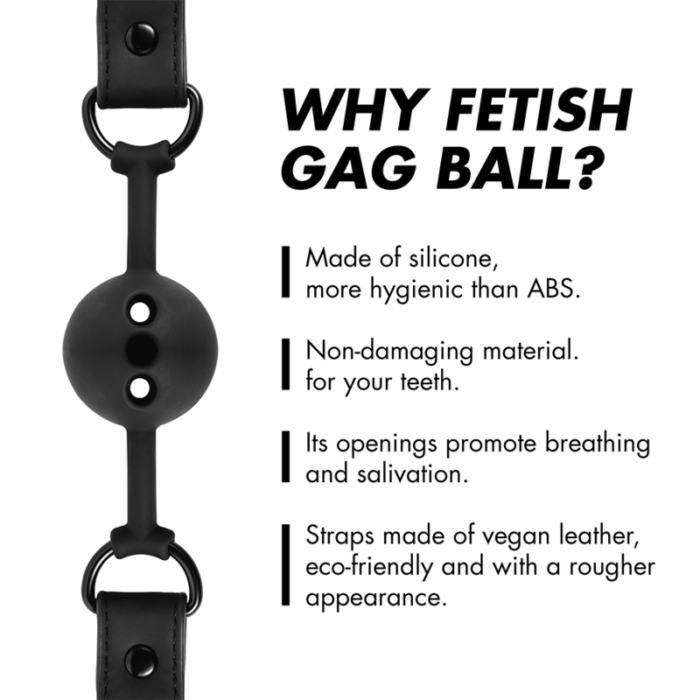 FETISH SUBMISSIVE BONDAGE - MORDAZA DE BOLA DE SILICONA TRANSPIRABLE - CandyHot - Foto 4