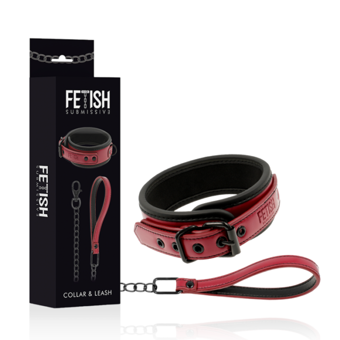 FETISH SUBMISSIVE DARK ROOM - COLLAR CON CADENA CON FORRO DE NEOPRENO - CandyHot - Foto 1