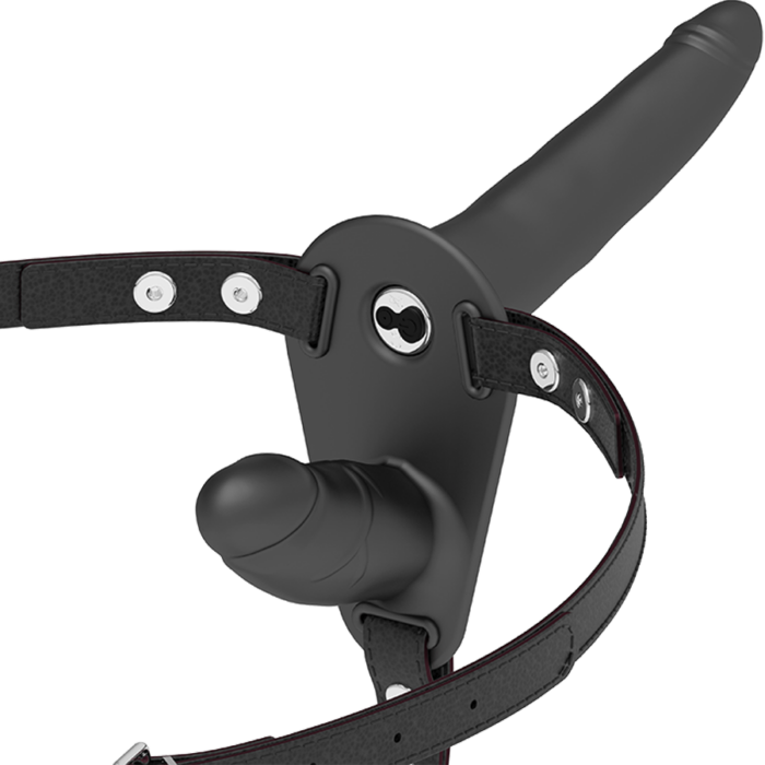 FETISH SUBMISSIVE HARNESS - DOBLE PENETRACIÓN VIBRADOR NEGRO - CandyHot - Foto 1