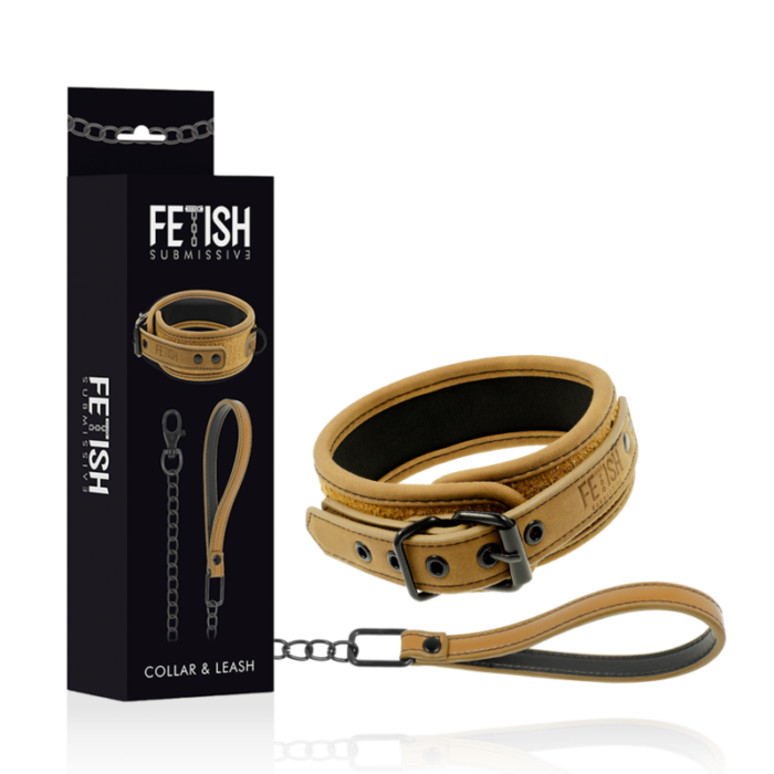 FETISH SUBMISSIVE ORIGEN - COLLAR CON CADENA CON FORRO DE NEOPRENO - CandyHot - Foto 1