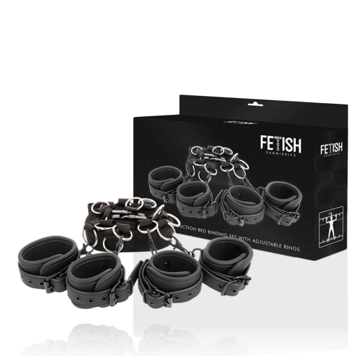 FETISH SUBMISSIVE - SET ATADURAS CAMA LUXURY CON FORRO DE NEOPRENO - CandyHot - Foto 1