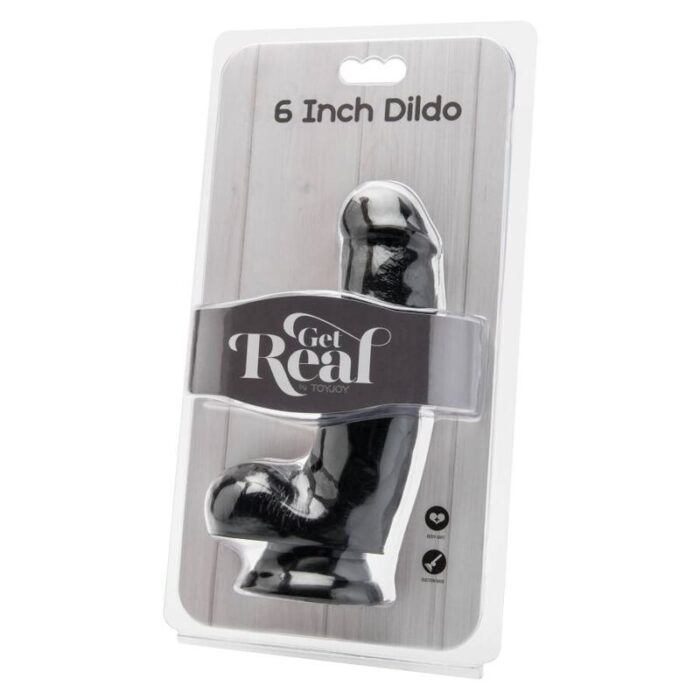 GET REAL - DILDO 12 CM CON TESTÍCULOS NEGRO - CandyHot - Foto 2