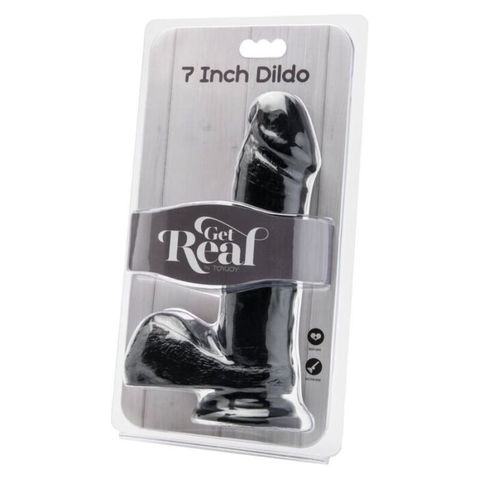 GET REAL - DILDO 18 CM CON TESTÍCULOS NEGRO - CandyHot - Foto 2