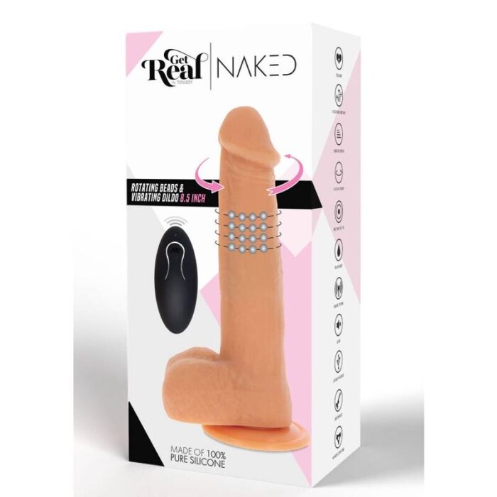 GET REAL - DILDO VIBRADOR CON BOLAS GIRATORIAS NATURAL - CandyHot - Foto 6