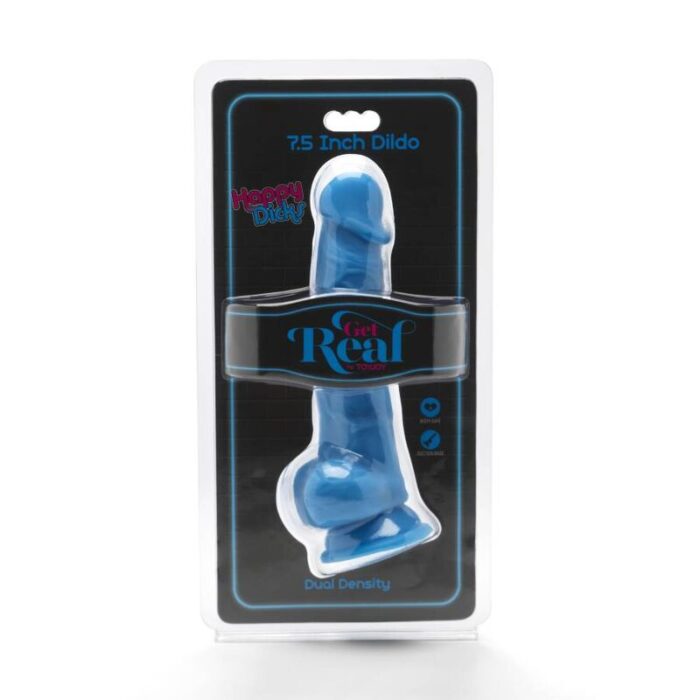GET REAL - HAPPY DICKS 19 CM CON TESTÍCULOS AZUL - CandyHot - Foto 2